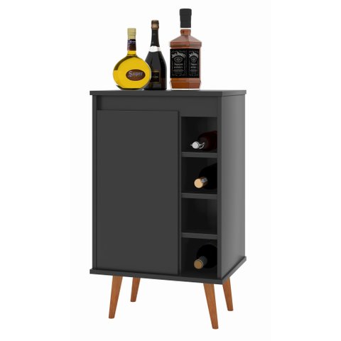 Aparador Buffet Adega Madri com Porta Pés Palito Retrô - Preto