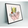 Quadro Feminino Silhueta Mãos Ramos Artística Contínua Medidas 60x60 Cm Impressão Vidro Acrí - 2