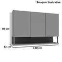 Ver imagem 3 de Armário Aéreo para Cozinha Lótus 120cm 3 Portas MDF Amadeirado Luciane Móveis