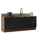 Ver imagem 2 de Armário de Cozinha Compacta 200 Cm Rustic/preto Lux Madesa 06 Rustic/preto