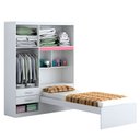 Ver imagem 2 de Guarda roupa solteiro com Bicama 4 portas 2 gavetas e Bau Milena ACP Móveis Branco/Rosa ACP MÓVEIS