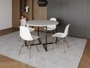 Ver imagem 1 de Mesa Industrial Base Ferro Preto em V Tampo 110cm Branco 4 Cadeiras Eames Madeira Assento Branco