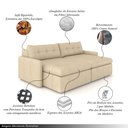 Ver imagem 3 de Sofá Retrátil Bipartido Sala de Estar Belém 264cm Couro Bege G52 - Gran Belo