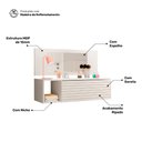Ver imagem 5 de Penteadeira Mesa de Maquiagem Joy Suspensa 01 Gaveta com Espelho Branco - Abmaza