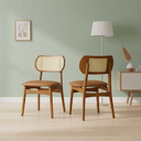 Ver imagem 2 de Kit 2 Cadeiras Organik Madeira Maciça Encosto Telinha Assento Estofado Corano