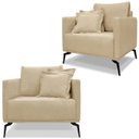 Ver imagem 1 de Kit 2 Poltronas Sala de Estar Liv Pes Aço Linho Dourado Ezz