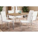 Ver imagem 1 de Conjunto Mesa de Cozinha Reno com Tampo de Madeira 160cm e 6 Cadeiras Amsterdã Cromada Branco 106