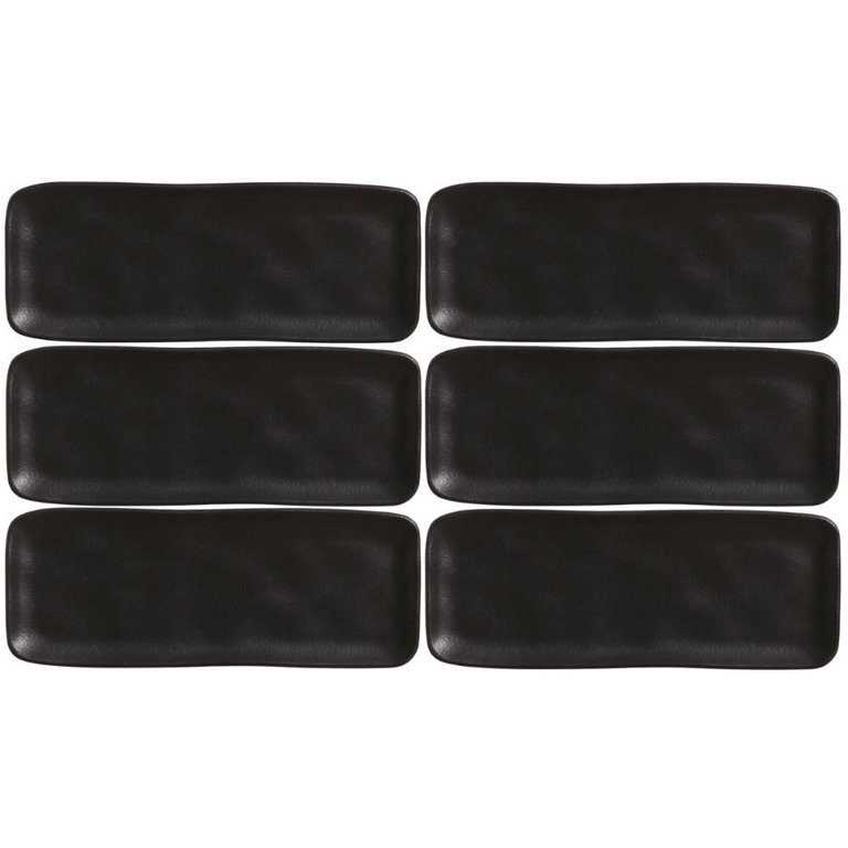 Kit 6 Bandejas Cerâmica Servir Sushi Sashimi 33x13cm Preto Travessa Porto Brasil Kit 6 Bandejas Cerâmica Servir Sushi Sashimi 33x13cm Preto Travessa Porto Brasil