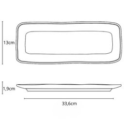 Kit 6 Bandejas Cerâmica Servir Sushi Sashimi 33x13cm Preto Travessa Porto Brasil - 3