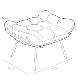 Poltrona Costela L02 com Puff Sala de Estar Suede Bege - Lyam Decor - 8