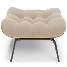 Poltrona Costela L02 com Puff Sala de Estar Suede Bege - Lyam Decor - 4
