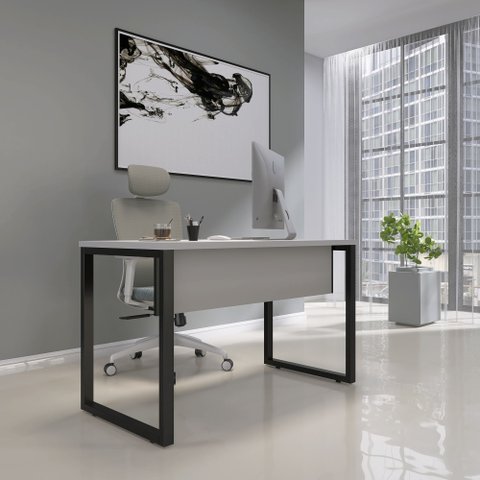 Mesa Madeira M120/60P25TUB 120cm Industrial Cinza e Preto