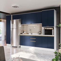 Cozinha Modulada Celeste Kappesberg 100% Mdf Branco/azul 360cm - 1