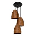 Ver imagem 2 de Lustre Pendente Triplo De Junco Sintético Modelo Sino ideal Sala Quarto Cozinha Mesa de Jantar