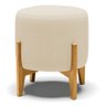 Kit 01 Poltrona e 01 Puff Stella Linho Bege A19 Base Madeira Castanho - D'Rossi DRossi - 4