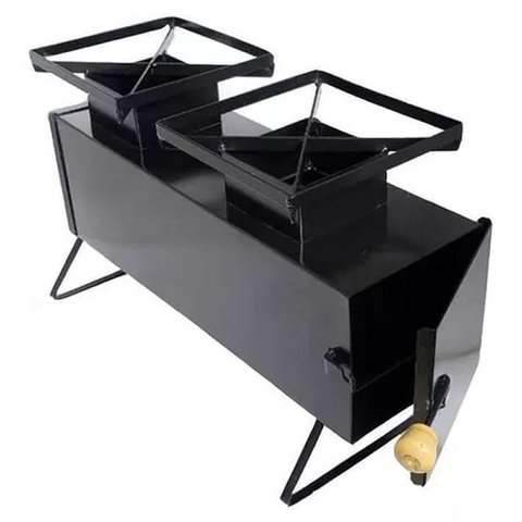 Mini Fogão a Lenha Portátil 2 Bocas Preto