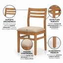Ver imagem 5 de Kit 4 Cadeiras para Sala de Jantar Estofadas em Madeira Maciça Diamante Natural Bege Marrom
