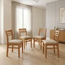 Ver imagem 1 de Kit 4 Cadeiras para Sala de Jantar Estofadas em Madeira Maciça Diamante Natural Bege Marrom