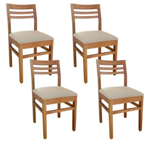 Kit 4 Cadeiras para Sala de Jantar em Madeira Maciça Diamante