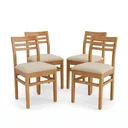 Ver imagem 2 de Kit 4 Cadeiras para Sala de Jantar Estofadas em Madeira Maciça Diamante Natural Bege Marrom