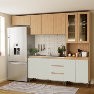 Cozinha Compacta 4 Peças com Cristaleira Rebeca