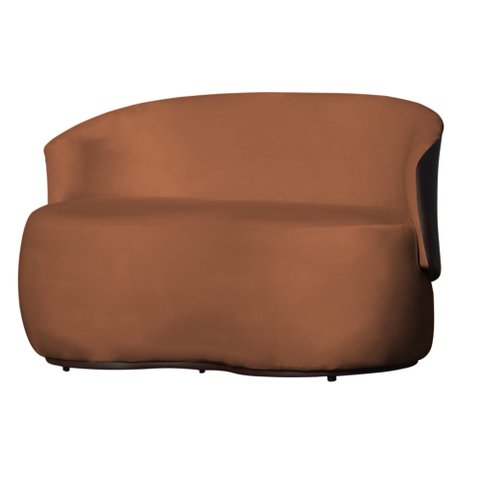 Namoradeira 2 Lugares Orgânica Decorativa Beatriz Veludo Terracota/pu Marrom - Montanaris Decor