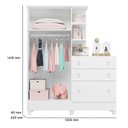 Ver imagem 7 de Berço Nacional 3540 e Guarda Roupa com Cômoda 4070 Doce Sonho Branco Brilho com Pés e Colchão Ortobo