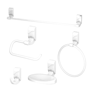 Kit Acessórios para Banheiro 5 Peças Linha Sofisticato Cor Branco Durín