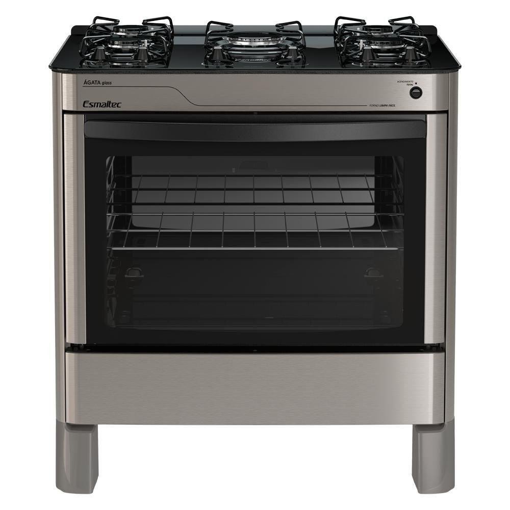 Fogão Esmaltec Ágata 5b Inox Limpa Fácil Automático - 1