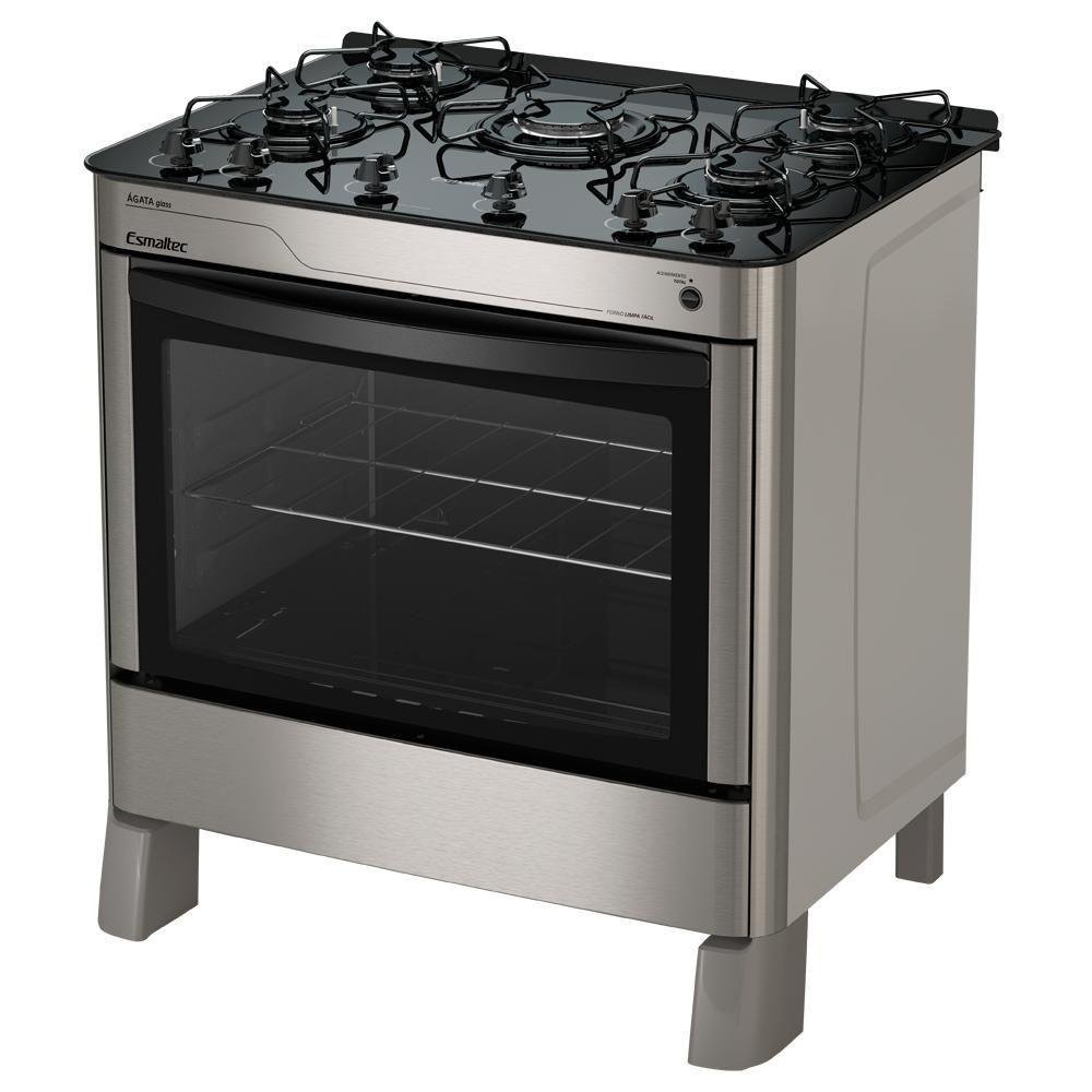 Fogão Esmaltec Ágata 5b Inox Limpa Fácil Automático - 4