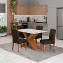 Ver imagem 2 de Conjunto de Mesa Sala de Jantar Tampo com Vidro 1,36m Grécia 4 Cadeiras Trieste Dobuê