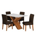 Ver imagem 1 de Conjunto de Mesa Sala de Jantar Tampo com Vidro 1,36m Grécia 4 Cadeiras Trieste Dobuê
