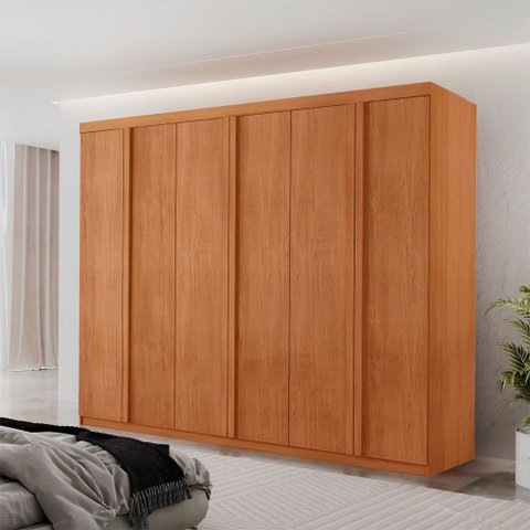 Guarda Roupa Casal Ortiz Mdf com 6 Portas 2 Gavetas Moderna Mobília