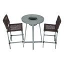 Ver imagem 1 de Conjunto Bistrô Champanheira Cinza Tampo Ripado e 2 Banquetas França Corda Náutica Marrom