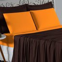 Ver imagem 3 de Jogo de Cama Casal Viúva Nobre 4 Peças Malha 100% Algodão - Marrom / Laranja