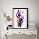 Ver imagem 2 de Quadro Decorativo Ramo de Lavanda Aquarela 45x34cm - com Vidro:madeira Preta