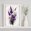 Ver imagem 1 de Quadro Decorativo Ramo de Lavanda Aquarela 45x34cm - com Vidro:madeira Preta
