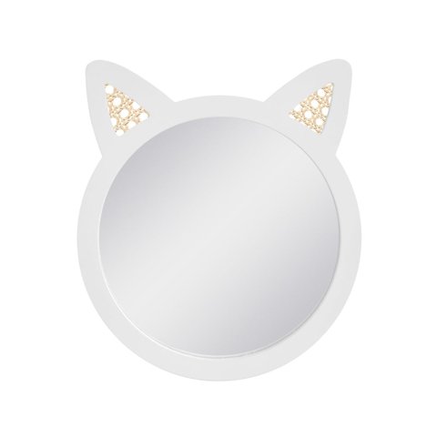Espelho Decorativo Infantil 43x44cm Gato Branco