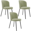 Ver imagem 1 de Kit 3 Cadeiras Sala de Jantar Estofada Gavi L02 Bouclê Oliva - Lyam Decor