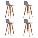 Ver imagem 2 de Kit 4 Banquetas Altas Luxo Linea Aço Cobre Linho Cinza Base Carvalho