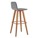 Ver imagem 4 de Kit 4 Banquetas Altas Luxo Linea Aço Cobre Linho Cinza Base Carvalho