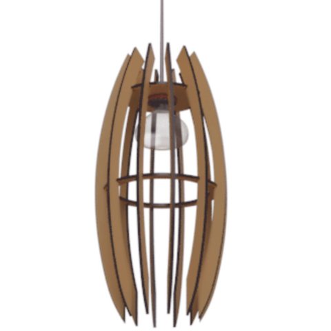 Luminária Teto tipo Pendente ESPINHOS MDF - Completa - Cor: Marrom