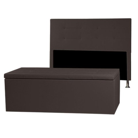 Kit Cabeceira e Calçadeira Baú Queen 1,60m Berlim Corano - Pallazio Cor Marrom