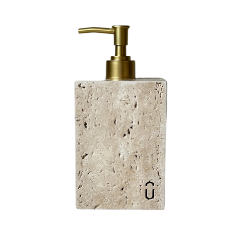 Dispenser Lavabo Mármore Travertino Romano Bruto Vintage 13x9cm