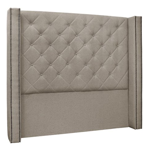 Cabeceira Estofada Cama Box Casal Queen Size Alteza 160cm Linho Rústico Areia - Desk Design
