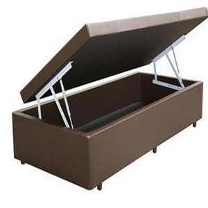 Cama Box Baú Solteiro 0,88 x 1,88 X 0,40 Premium Corino Marrom