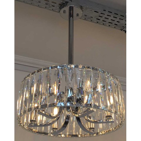 Pendente Redondo Cromado Cristais 17x45cm 6e14 Paris Luz