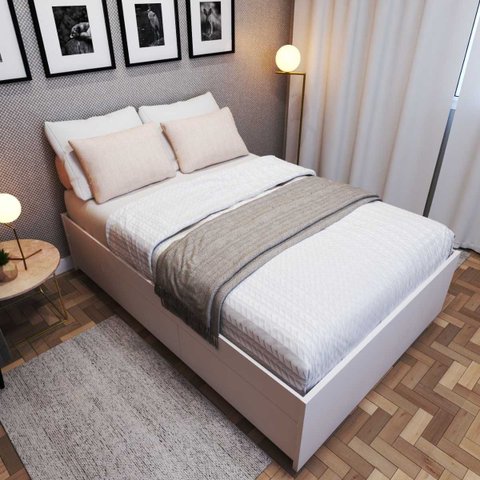 Cama de Casal Mista 193cm X 144cm X 45cm Branco