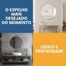 Espelho Tradicional Redondo de Parede 50cm com Acabamento em Material Ecológico para Sala, Quarto - 5