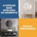 Ver imagem 5 de Espelho Redondo de Parede 50cm com Acabamento em Material Ecológico para Sala Quarto Hall